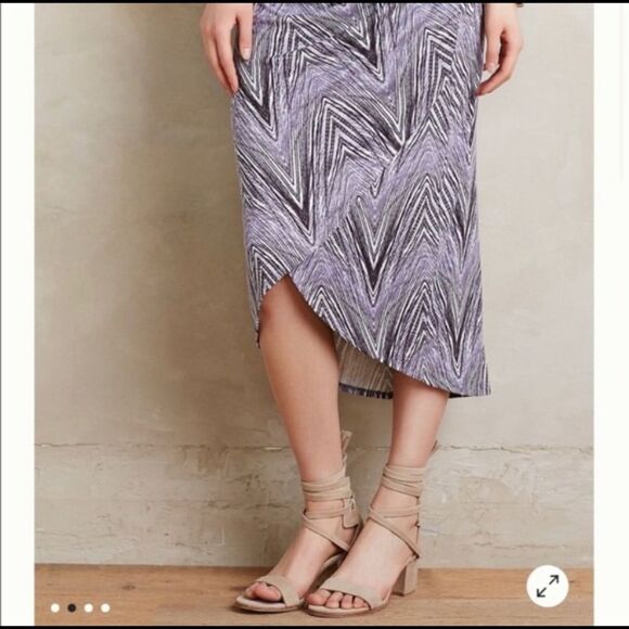 ANTHROPOLOGIE Maeve purple ruched stretchy midi skirt size small - Picture 4 of 14